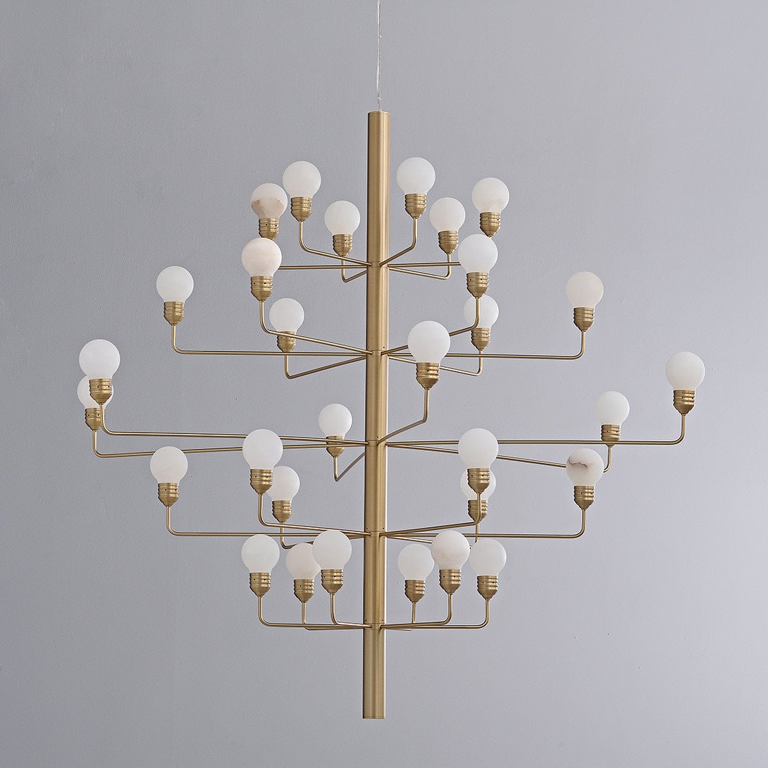 Raggiera Tiered Alabaster Globe Chandelier by Bling Lighting Studio