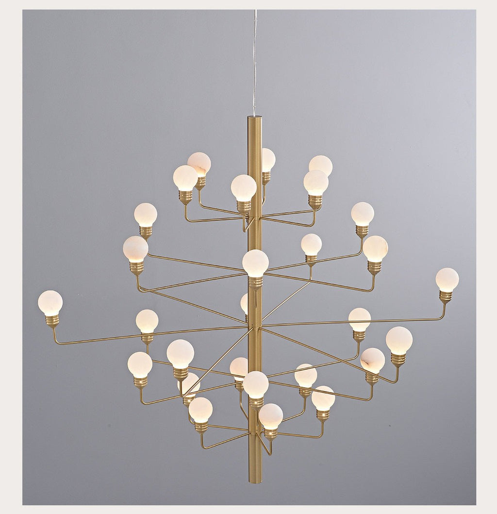Raggiera Tiered Alabaster Globe Chandelier by Bling Lighting Studio