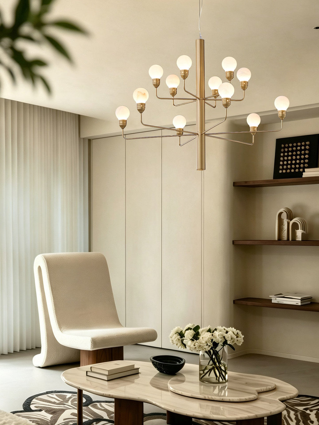 Raggiera Tiered Alabaster Globe Chandelier by Bling Lighting Studio