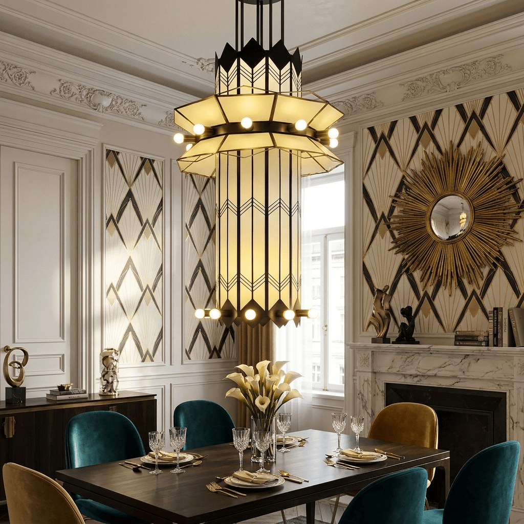 Rayonne Art Deco Chandelier by Bling Lighting Studio