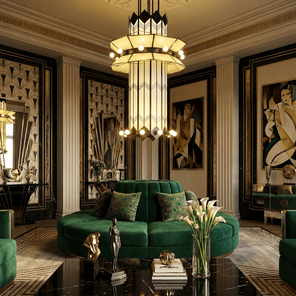 Rayonne Art Deco Chandelier by Bling Lighting Studio