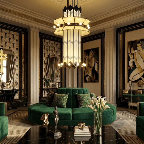 Rayonne Art Deco Chandelier by Bling Lighting Studio