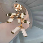 Rhea Modern Simple Staircase Chandelier for high ceiling staircase and foyer lighting