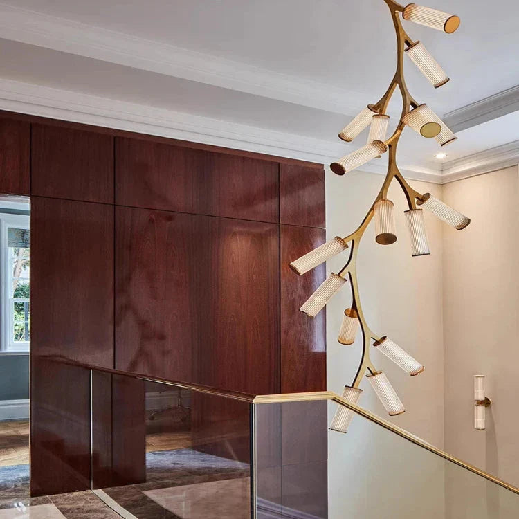 Rhea Modern Simple Staircase Chandelier for high ceiling staircase and foyer lighting