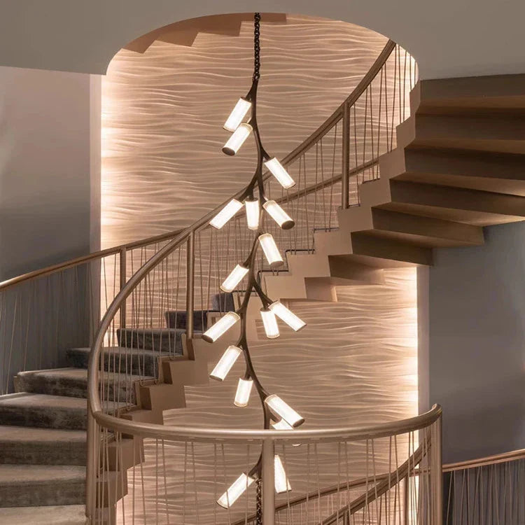 Rhea Modern Simple Staircase Chandelier for high ceiling staircase and foyer lighting