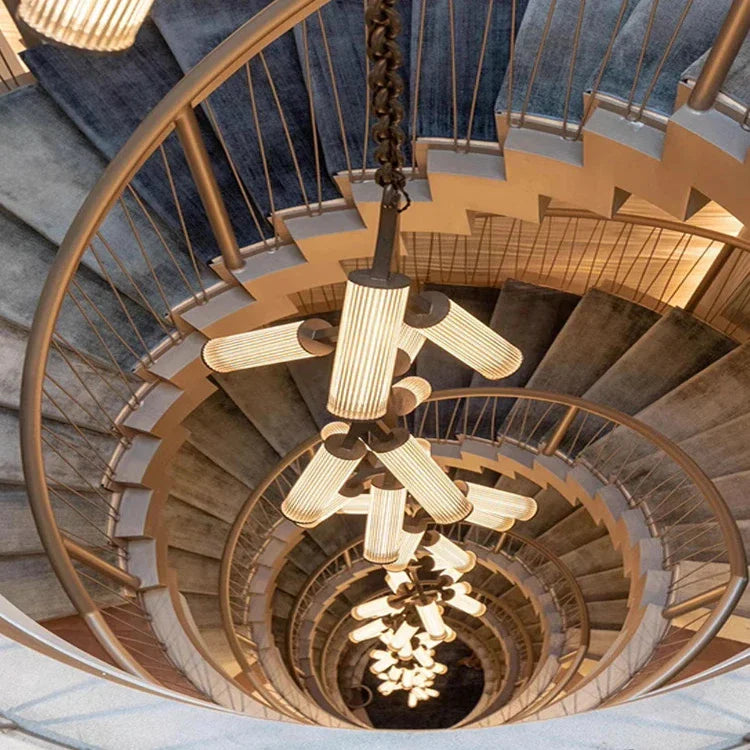Rhea Modern Simple Staircase Chandelier for high ceiling staircase and foyer lighting