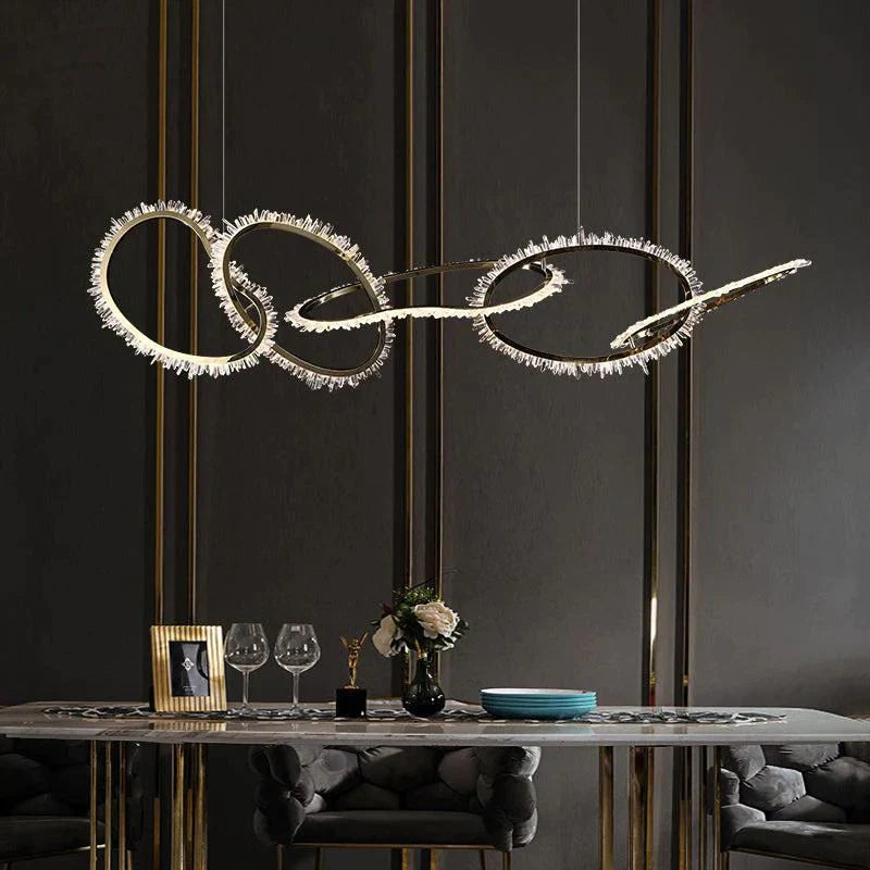 Kevyn Modern Rock Crystal Irregular Living Room Chandelier, Staircase Chandelier chandelier in a tall interior
