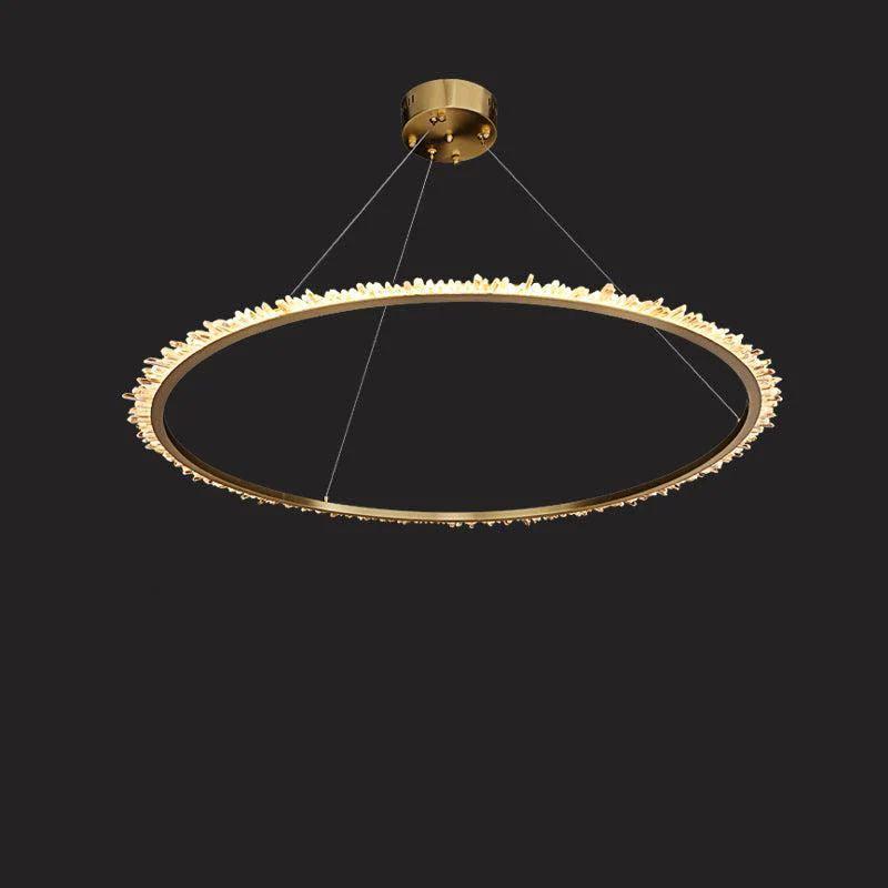 Quartz Leti multiple Round Chandlier chandelier in a tall interior