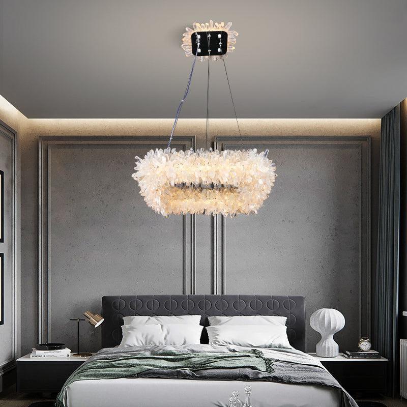 Rock Quartz Crystal Square Modern Chandelier by Bling Lighting Studio