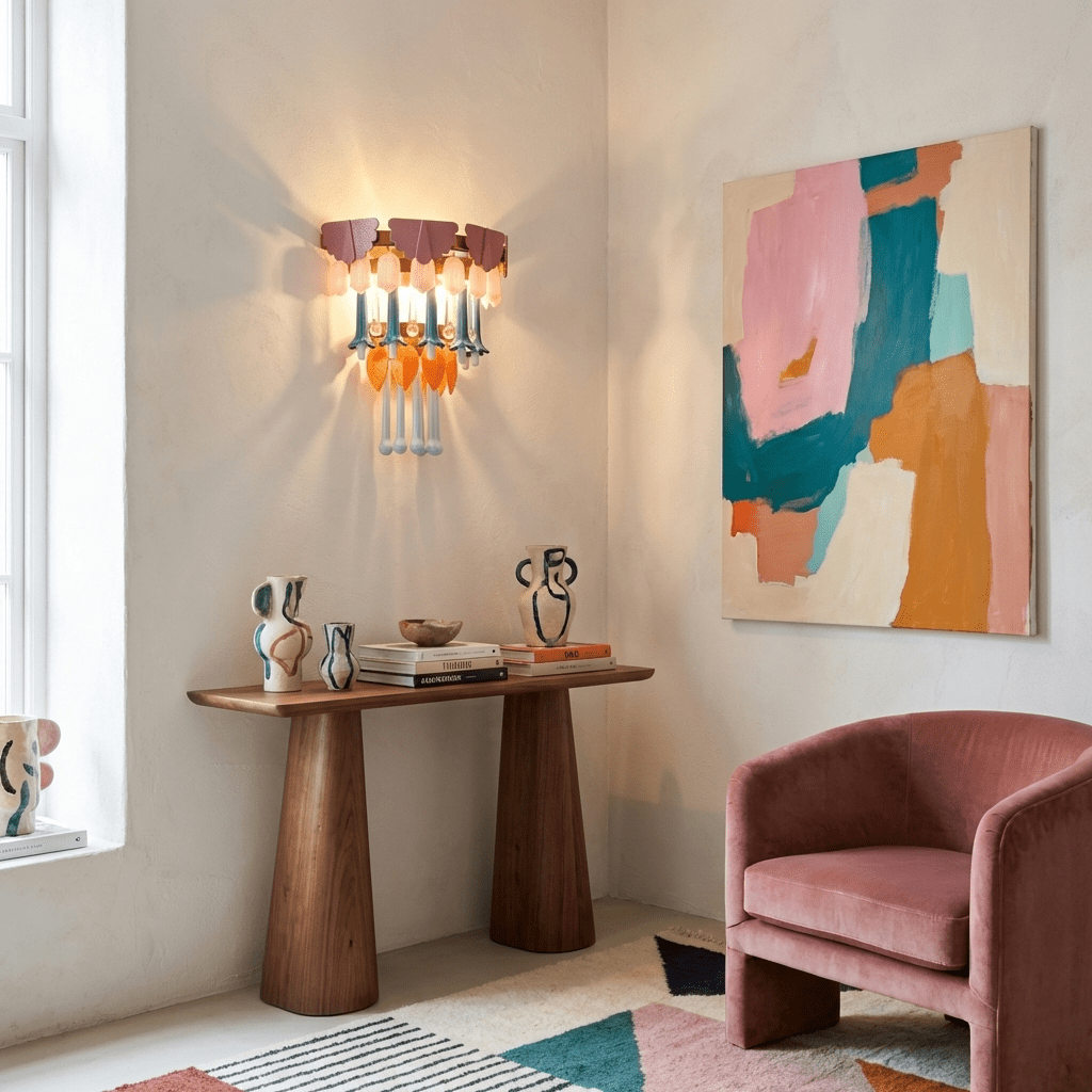 Roselle Ceramic Murano Fringe Wall Lamp by Bling Lighting Studio