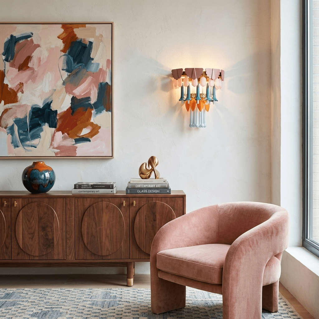 Roselle Ceramic Murano Fringe Wall Lamp by Bling Lighting Studio