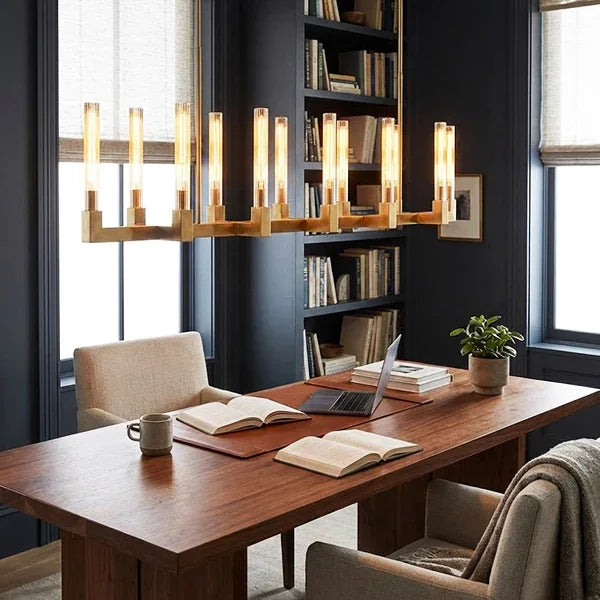 Round Brass Linear Chandelier by Bling Lighting Studio