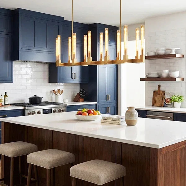 Round Brass Linear Chandelier by Bling Lighting Studio