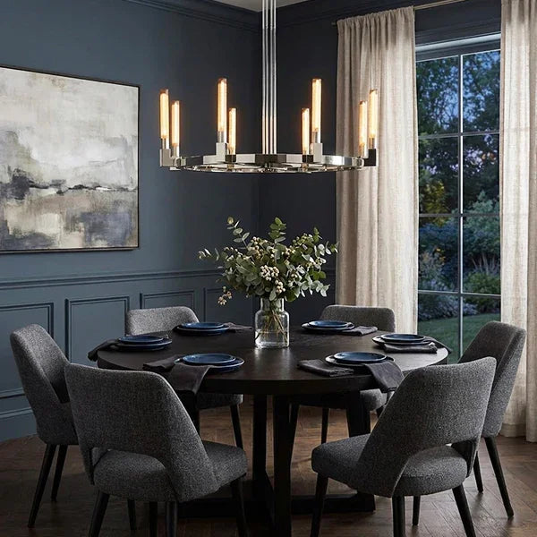 Round Brass Linear Chandelier by Bling Lighting Studio