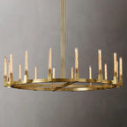 Round Brass Linear Chandelier by Bling Lighting Studio