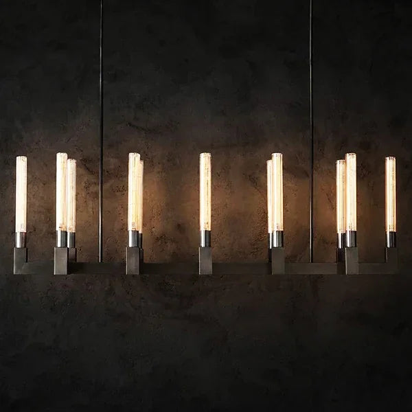 Round Brass Linear Chandelier by Bling Lighting Studio