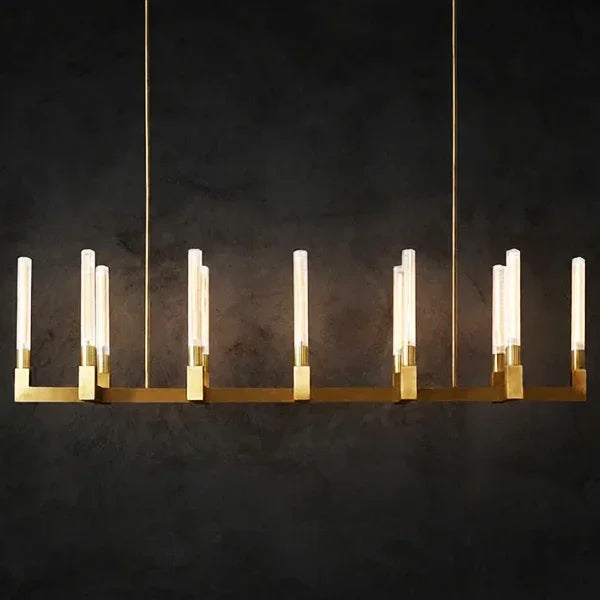 Round Brass Linear Chandelier by Bling Lighting Studio