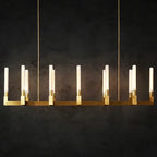 Round Brass Linear Chandelier by Bling Lighting Studio