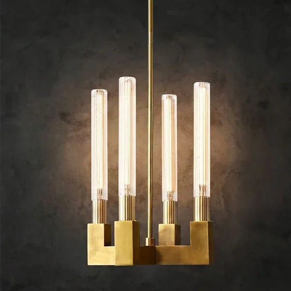 Round Brass Linear Chandelier by Bling Lighting Studio