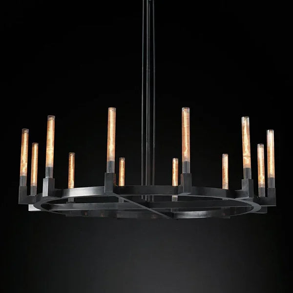 Round Brass Linear Chandelier by Bling Lighting Studio
