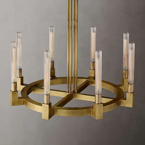 Round Brass Linear Chandelier by Bling Lighting Studio