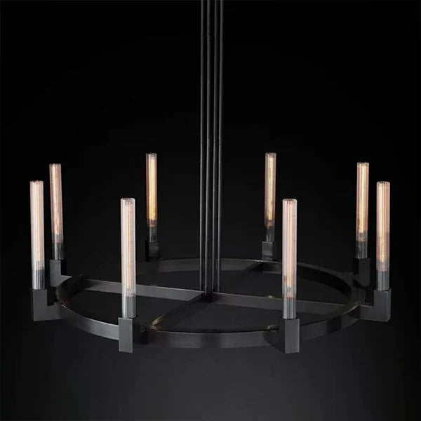 Round Brass Linear Chandelier by Bling Lighting Studio