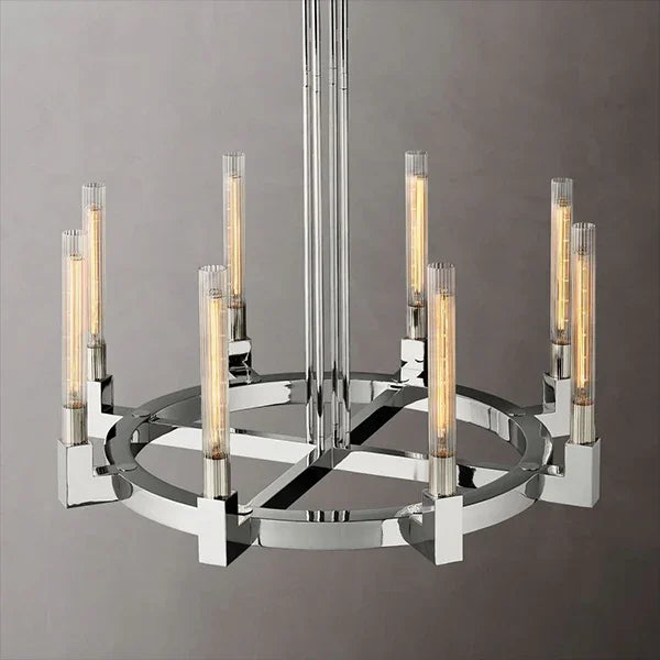 Round Brass Linear Chandelier by Bling Lighting Studio