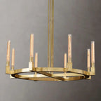 Round Brass Linear Chandelier by Bling Lighting Studio