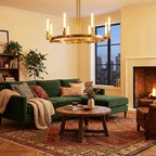 Round Brass Linear Chandelier by Bling Lighting Studio