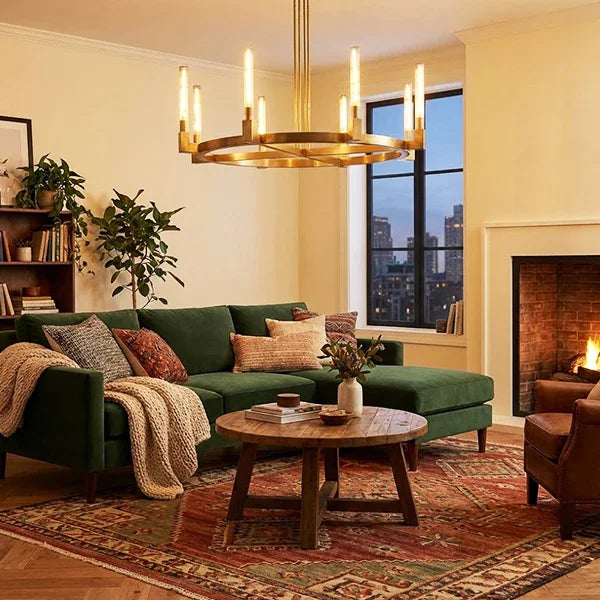 Round Brass Linear Chandelier by Bling Lighting Studio