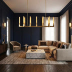 Round Brass Linear Chandelier by Bling Lighting Studio