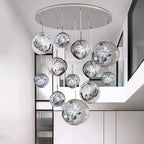 Ruby Contemporary Bubble Pendant Chandelier for high ceiling staircase and foyer lighting
