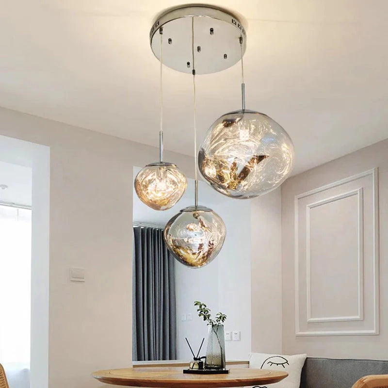 Ruby Contemporary Bubble Pendant Chandelier for high ceiling staircase and foyer lighting