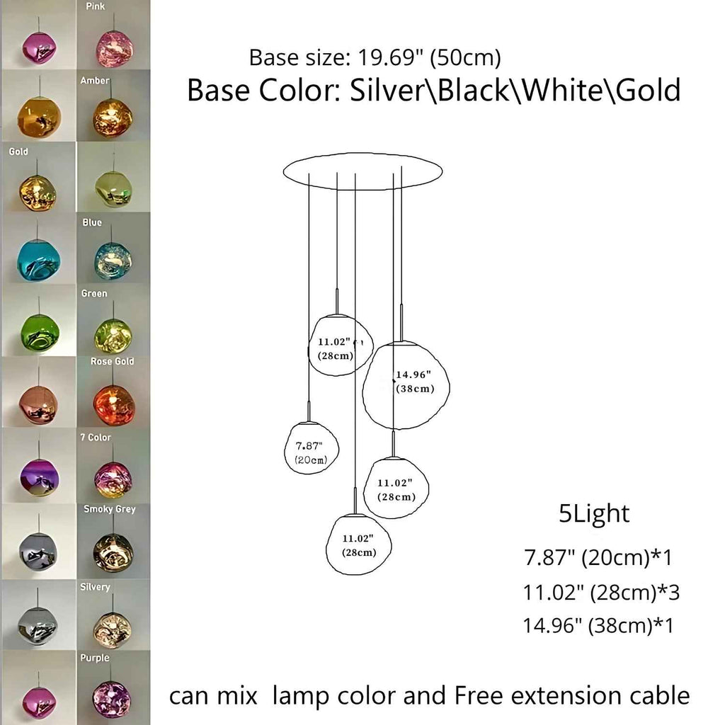 Ruby Contemporary Bubble Pendant Chandelier for high ceiling staircase and foyer lighting