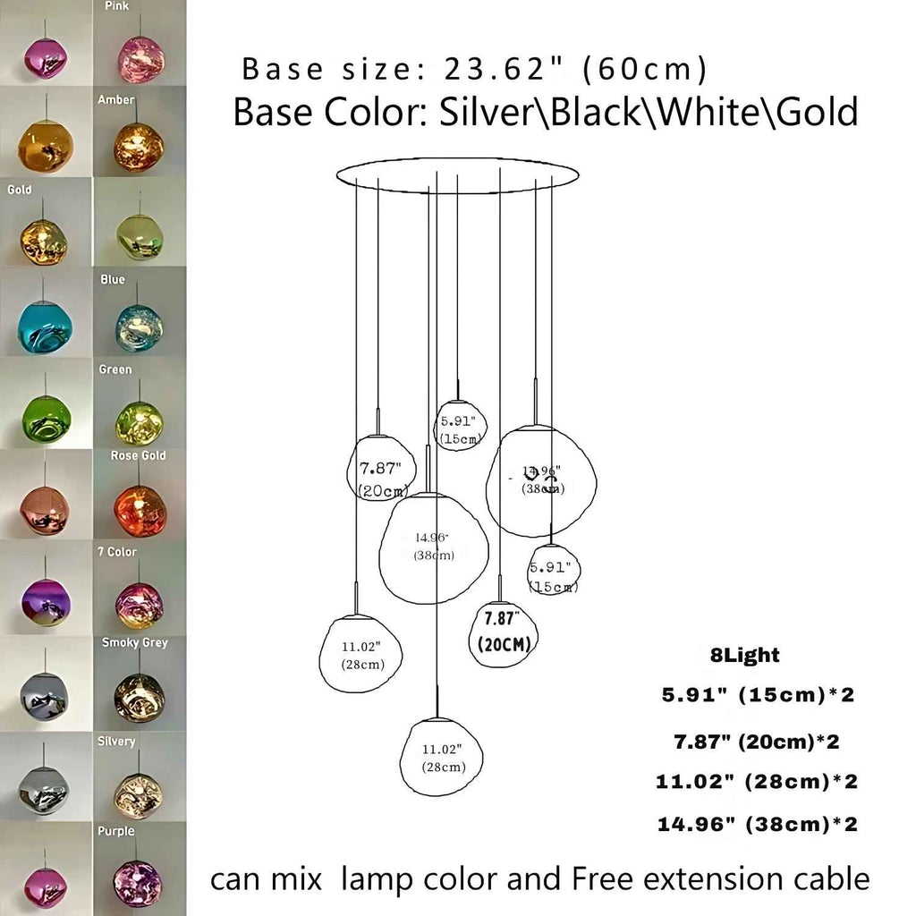 Ruby Contemporary Bubble Pendant Chandelier for high ceiling staircase and foyer lighting