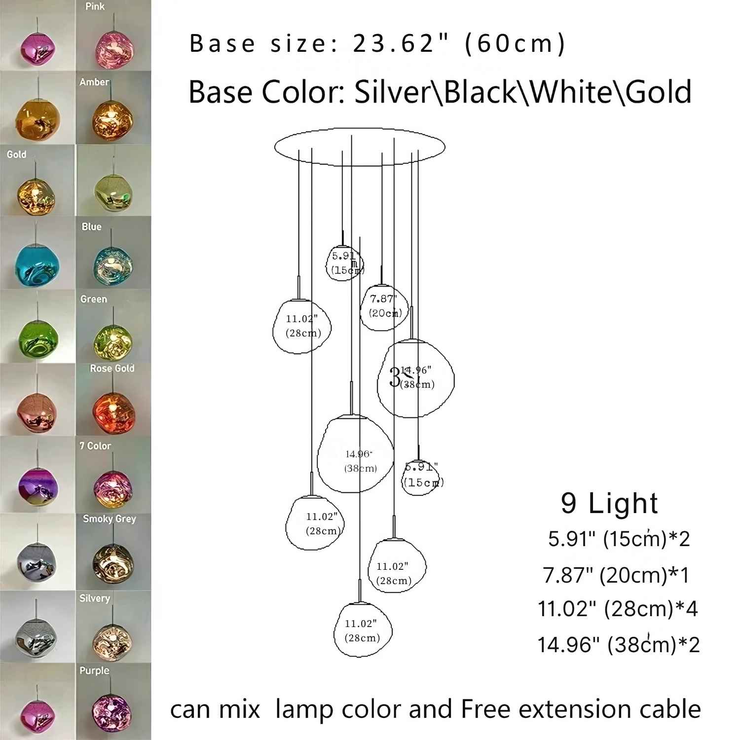 Ruby Contemporary Bubble Pendant Chandelier for high ceiling staircase and foyer lighting