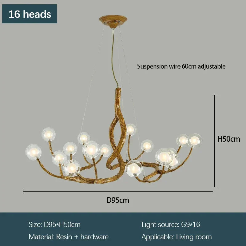 Rustic Branch Globe Branch Chandelier by Bling Lighting Studio