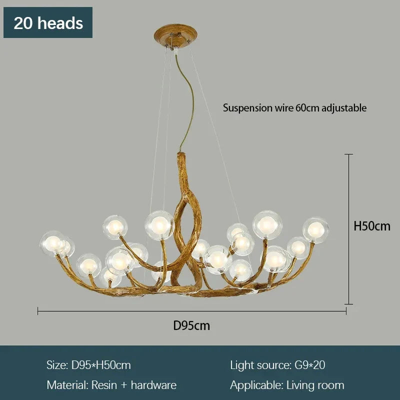 Rustic Branch Globe Branch Chandelier by Bling Lighting Studio