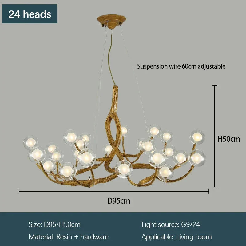 Rustic Branch Globe Branch Chandelier by Bling Lighting Studio
