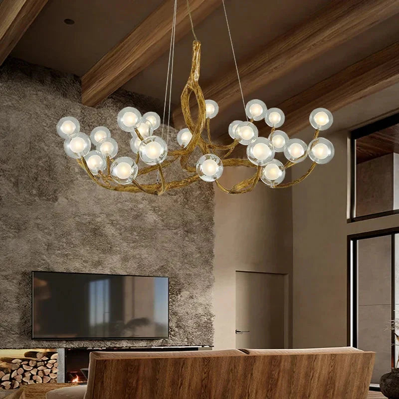 Rustic Branch Globe Branch Chandelier by Bling Lighting Studio