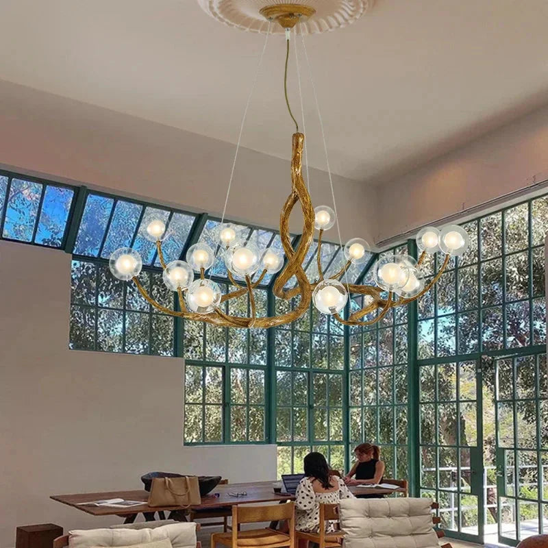 Rustic Branch Globe Branch Chandelier by Bling Lighting Studio
