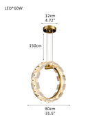 Antique Brass Ring Frame Round Halo Alabaster Modern Lighting Chandelier Wide 31"