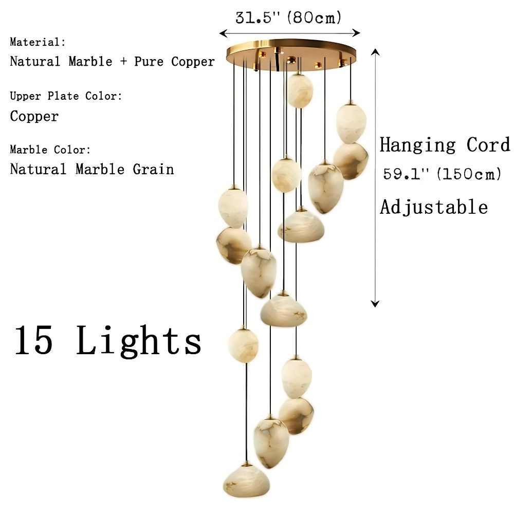 Sage Marble Chandelier for high ceiling staircase and foyer lighting