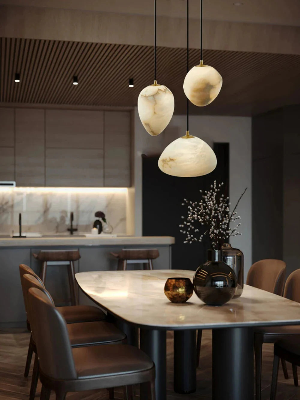 Sage Marble Chandelier for high ceiling staircase and foyer lighting