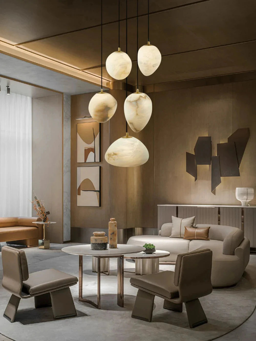 Sage Marble Chandelier for high ceiling staircase and foyer lighting