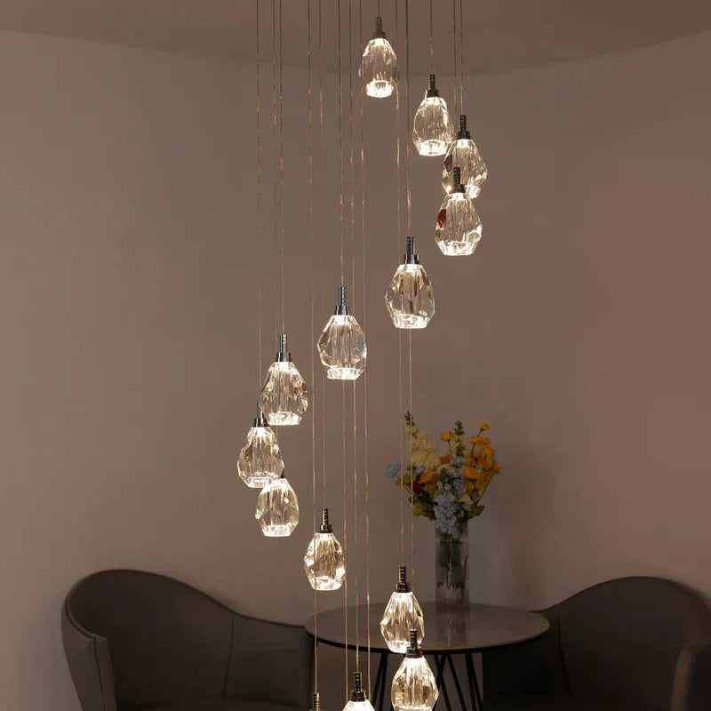 Sensa Crystal Stairwell Lighting for high ceiling staircase and foyer lighting