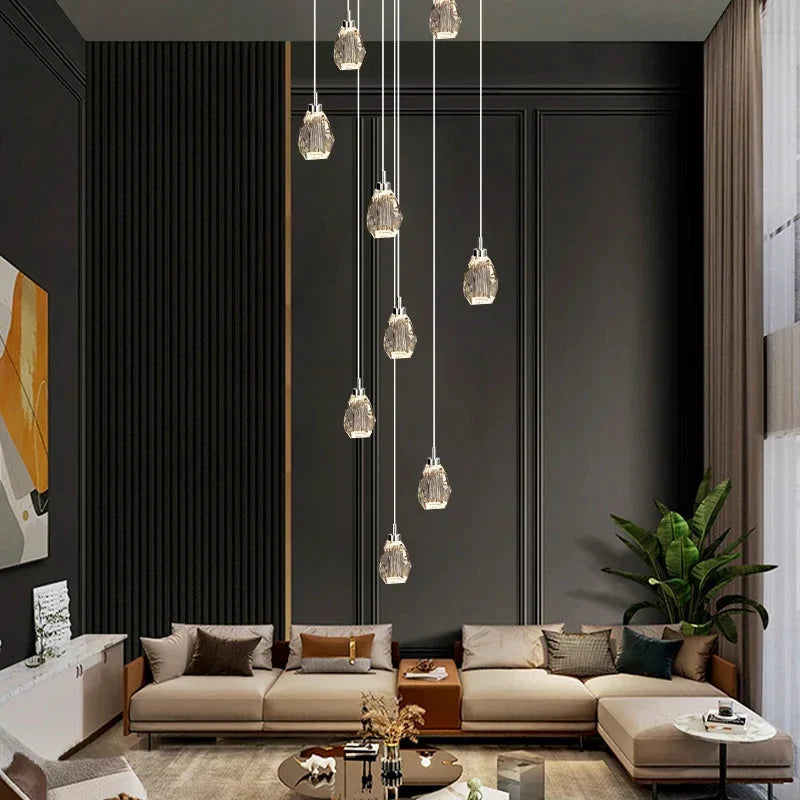 Sensa Crystal Stairwell Lighting for high ceiling staircase and foyer lighting