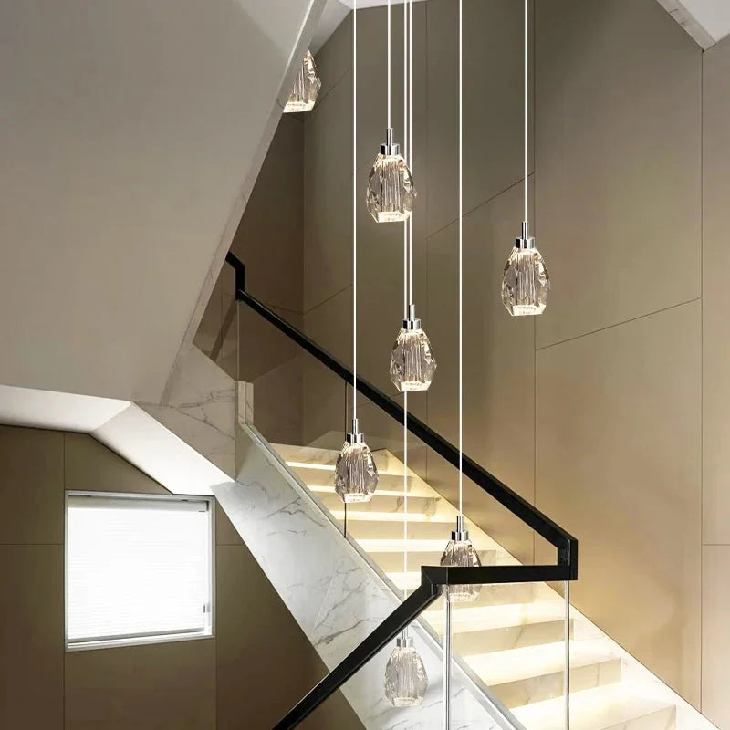 Sensa Crystal Stairwell Lighting for high ceiling staircase and foyer lighting