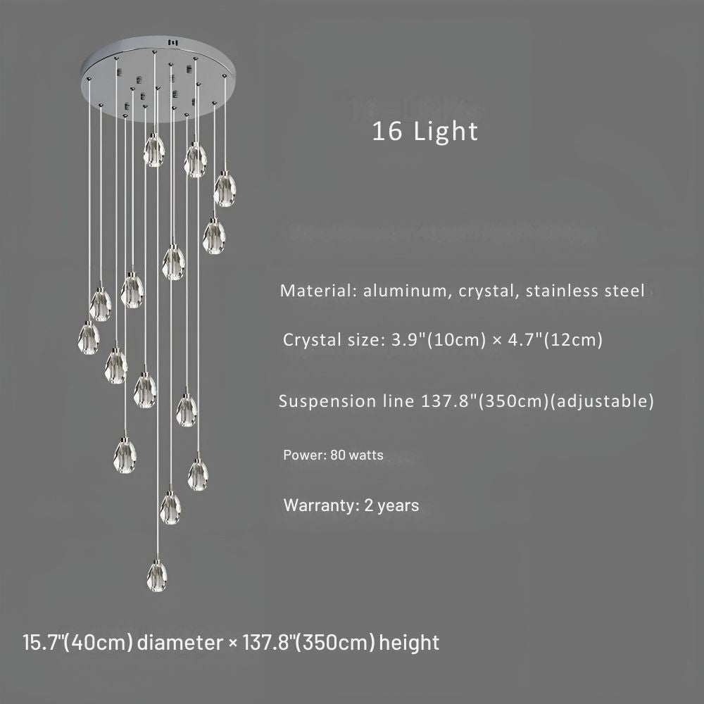 Sensa Crystal Stairwell Lighting for high ceiling staircase and foyer lighting