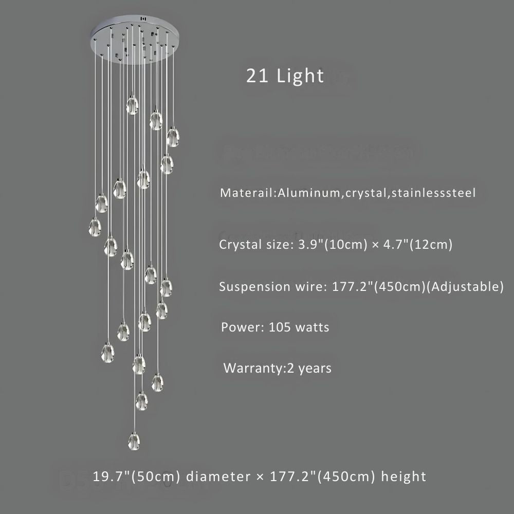 Sensa Crystal Stairwell Lighting for high ceiling staircase and foyer lighting